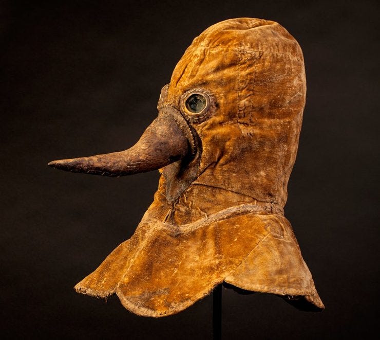 A beaked Black Plague Mask, 1650, from The Yorkshire Museum