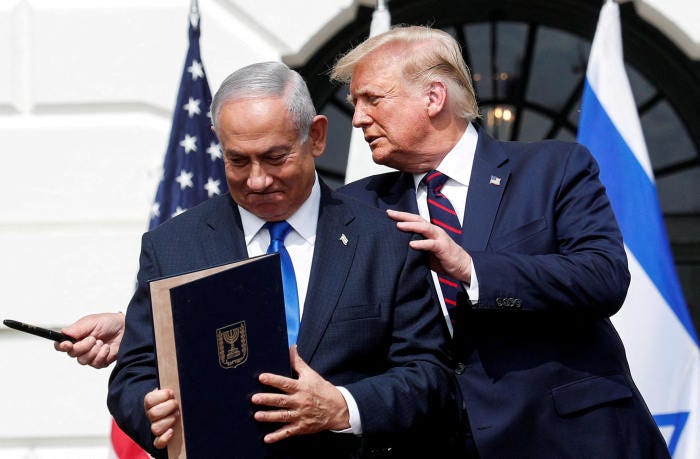 Israeli Prime Minister Benjamin Netanyahu and President Trump in Washington in 2020. 