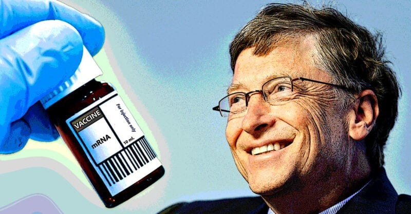 mrna vaccine bottle and bill gates