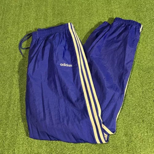 VTG 90s Adidas Casual Track Pants w/ Drawstring - Mens Large L - Blue - Picture 1 of 4