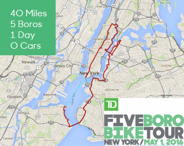 Five Boro Bike Tour Map | NYC Bike Maps