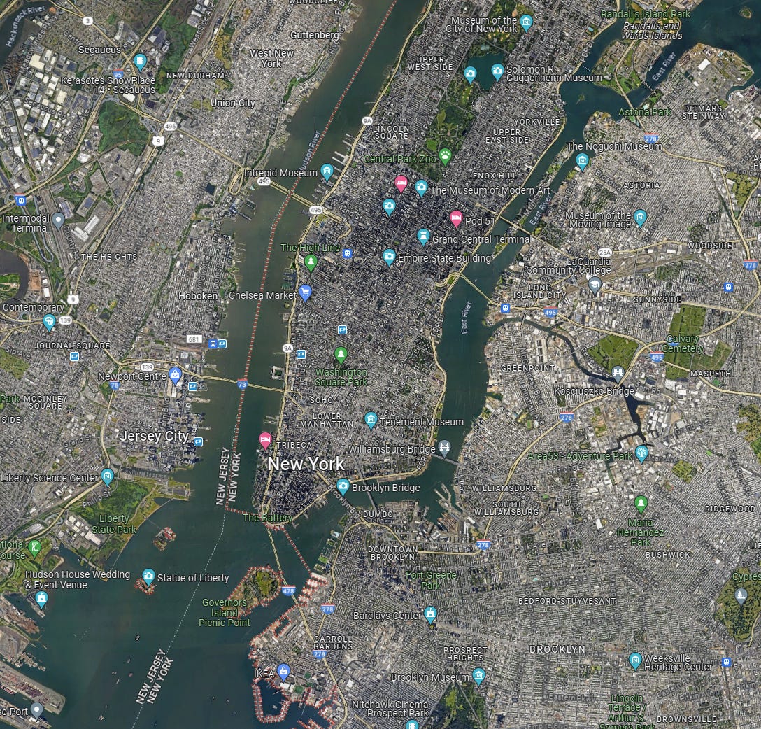 Vista de NYC desde el satélite