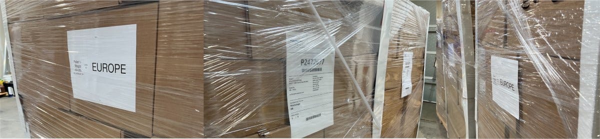 Image of shipment boxes in warehouse