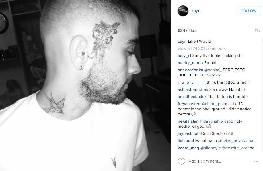 zayn malik reveals getting head art 2016 gossip