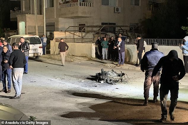 Parts of a missile launched by Iran are found in Amman, Jordan, on April 14