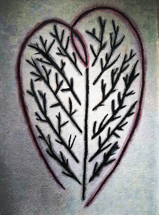 A drawing of a cracked heart