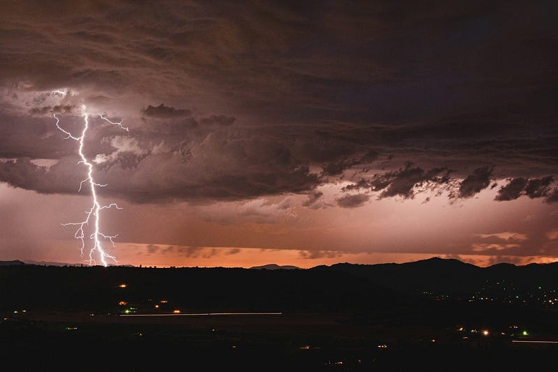 Lightning strike at night