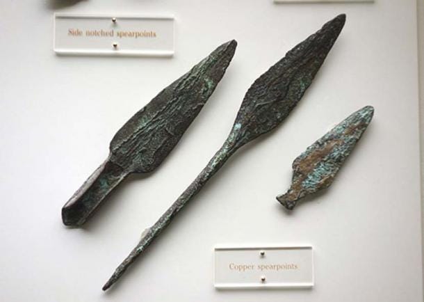 Puntas de lanza de cobre, período Arcaico Tardío, Wisconsin, 3000 BC-1000 a.C. (Dominio publico)