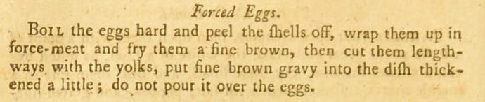 Forced Egg Recipe from 1796