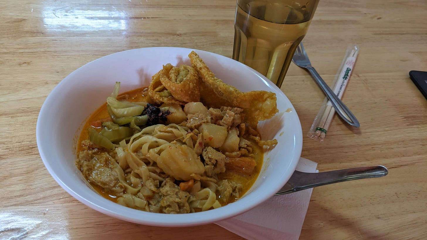bowl of khao soi curry noodles