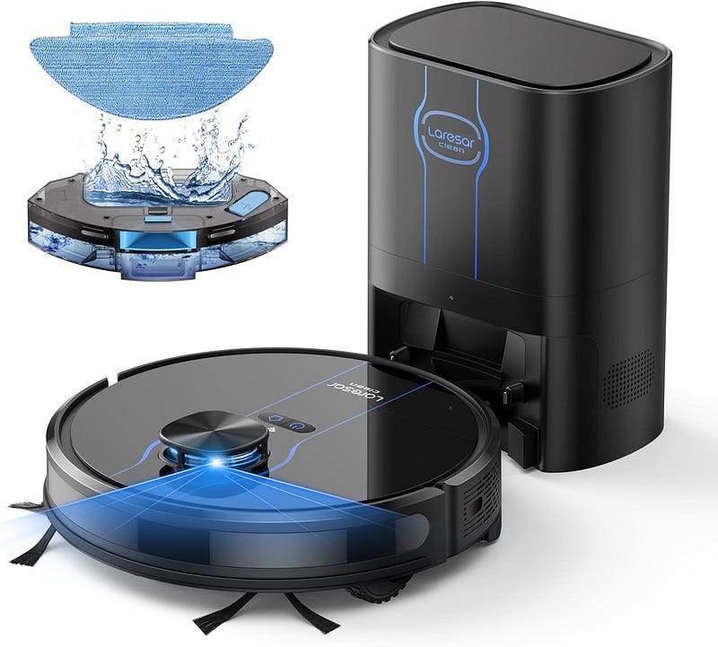 Robot Vacuum, 3 in 1 Robotic Vacuum Cleaner with Self-Emptying Station for 60 Days, LiDAR Navigation, 3500Pa Suction, WiFi/APP/Alexa, Ideal for Pet Hair, Carpet and Hard Floor