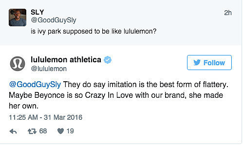 lululemon beyonce diss