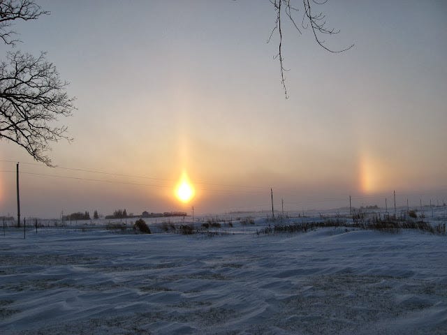 Sun dogs at the farm