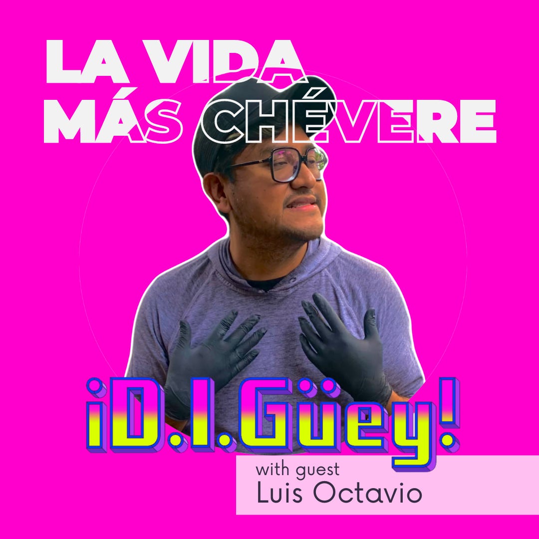 La Vida Más Chèvere cover art featuring Luis Octavio @digüey on a hot pink background