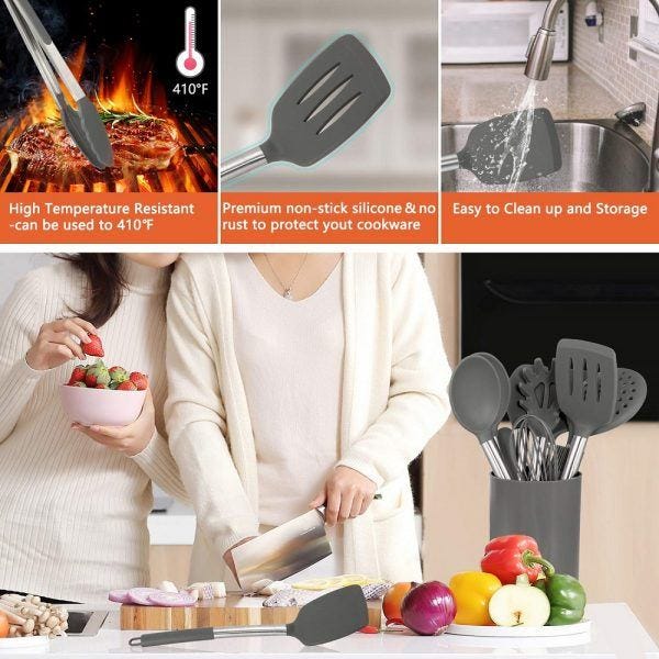 Silicone Cooking Utensil Set, AILUKI Kitchen Utensils 2019 best holiday gifts