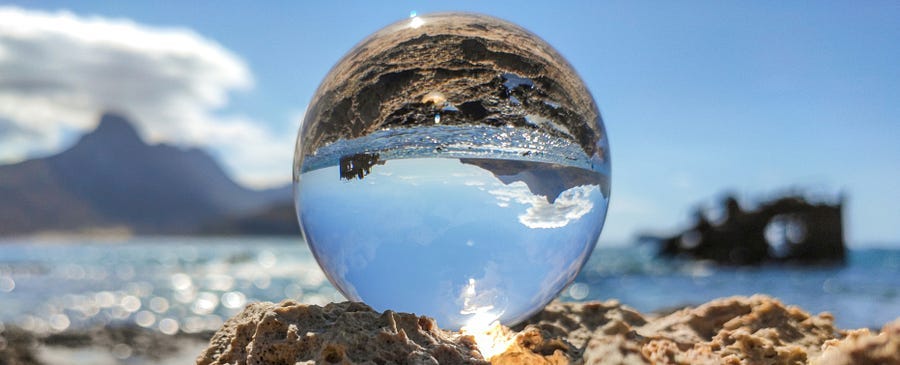 Crystal ball on a beach. Crystal ball on a beach.