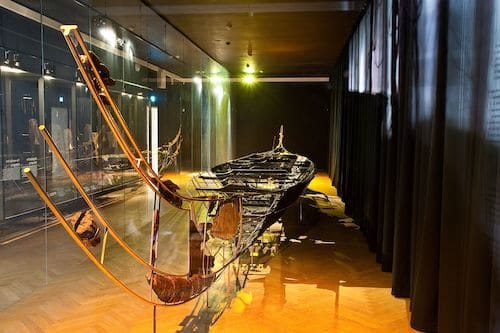 Reconstruction of the Hjortspring boat at the National Museum of Denmark