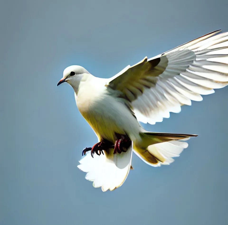 Painting of a dove flying