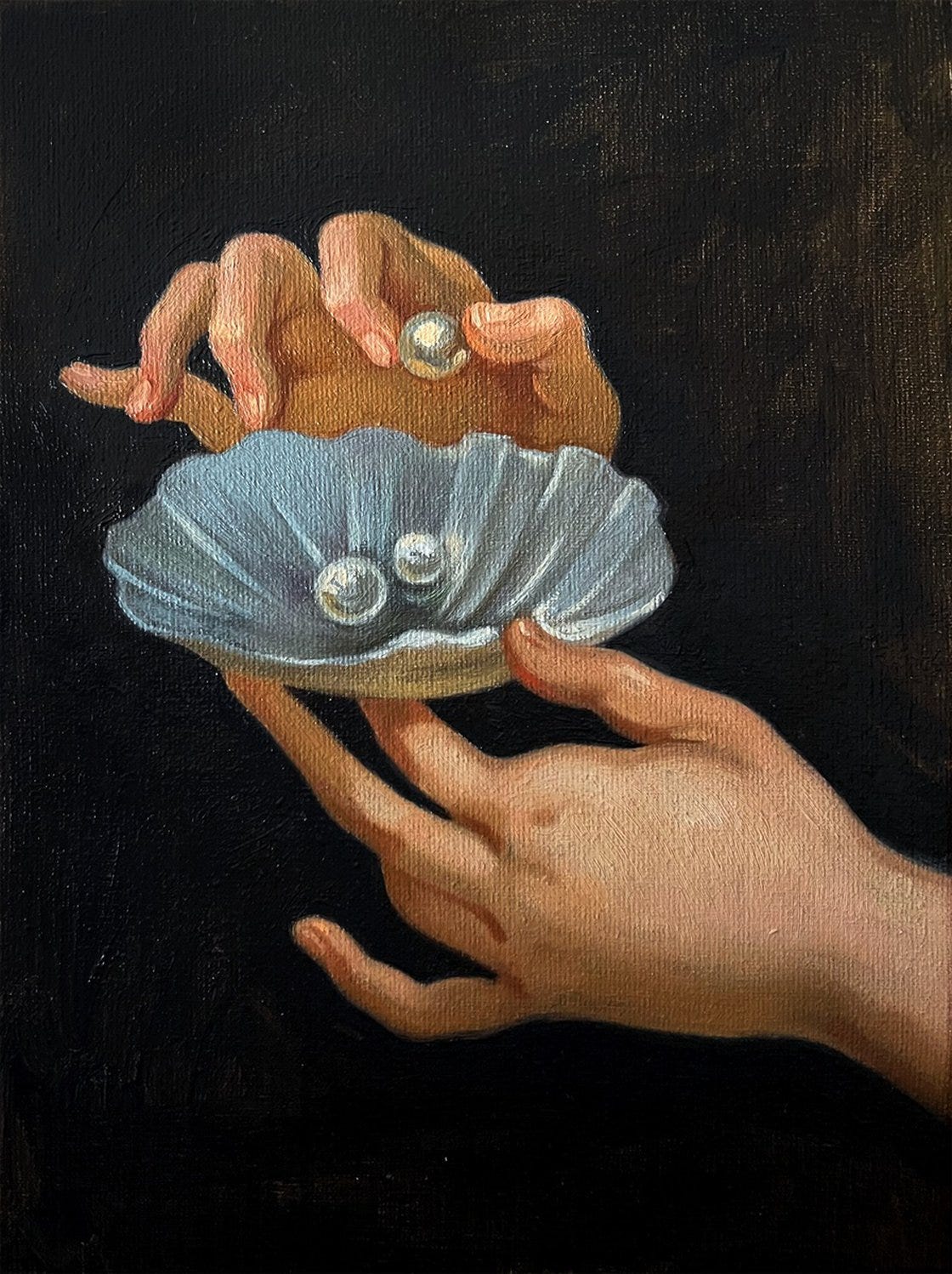 Hands detail after Pierre Mignard “Portrait of a lady in allegorical guise”  Oil painting by Elina Arbidane | Artfinder