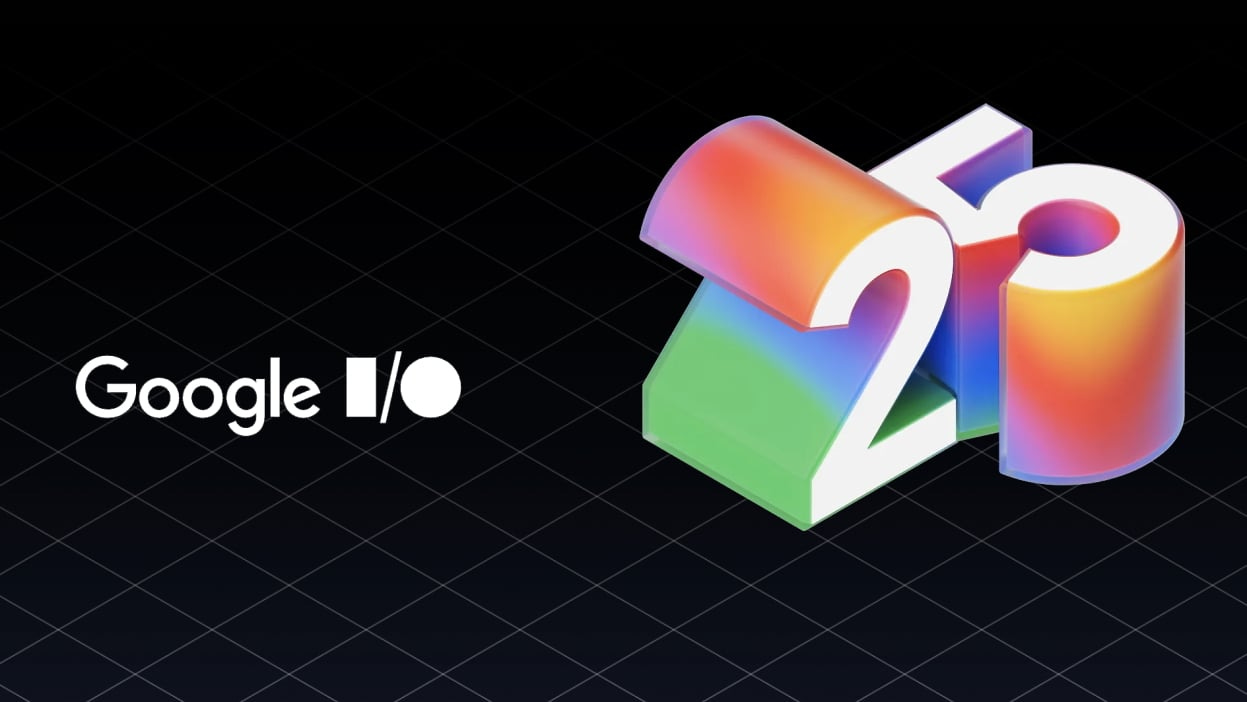 Colorful 3D-styled logo for Google I/O 2025, with "25" artwork