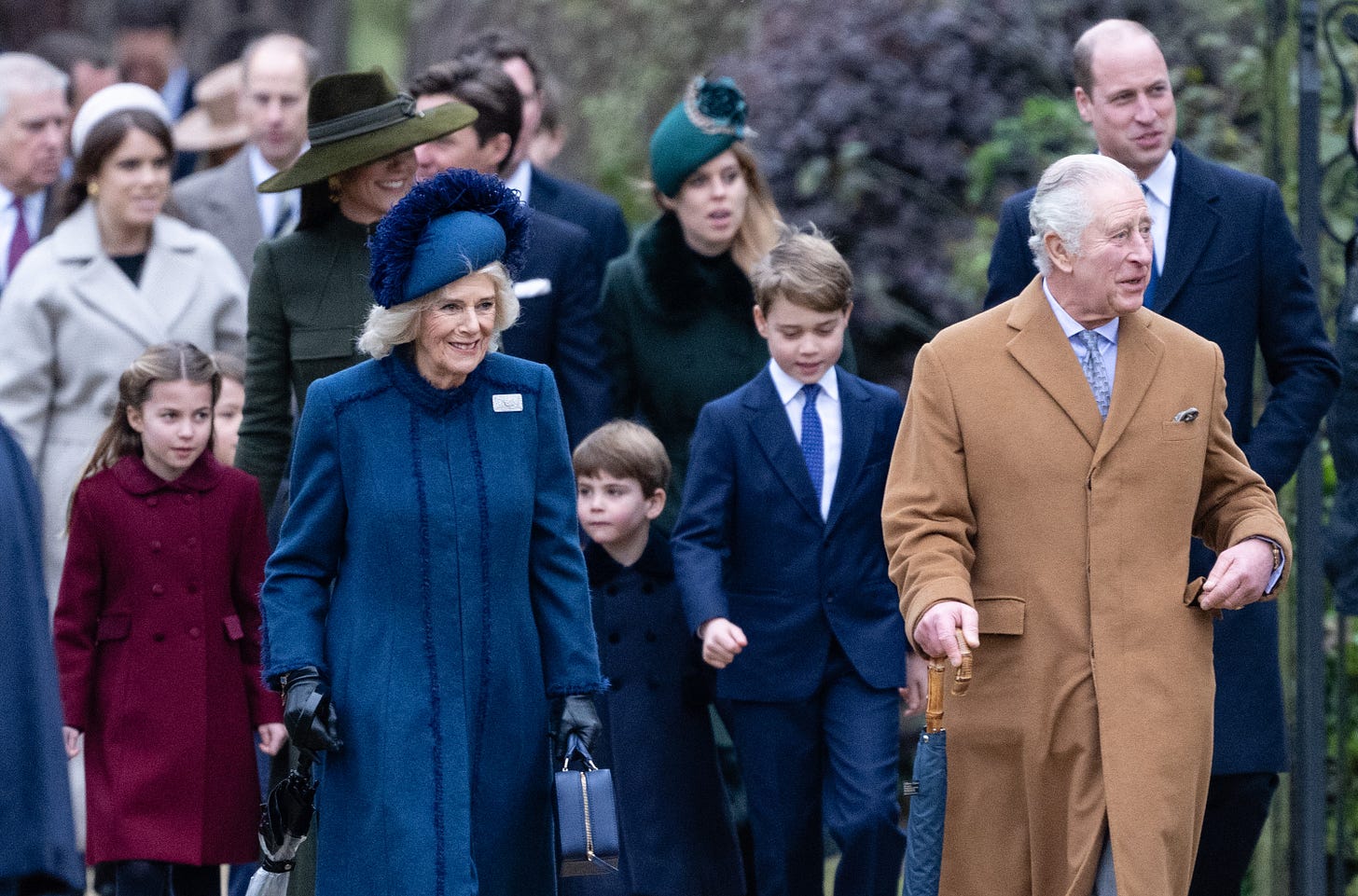 Royals on the walk to church at Sandringham