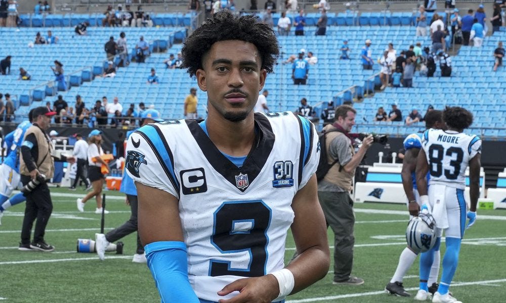 Panthers QB Bryce Young reacts to being booed by fans in Week 2 loss