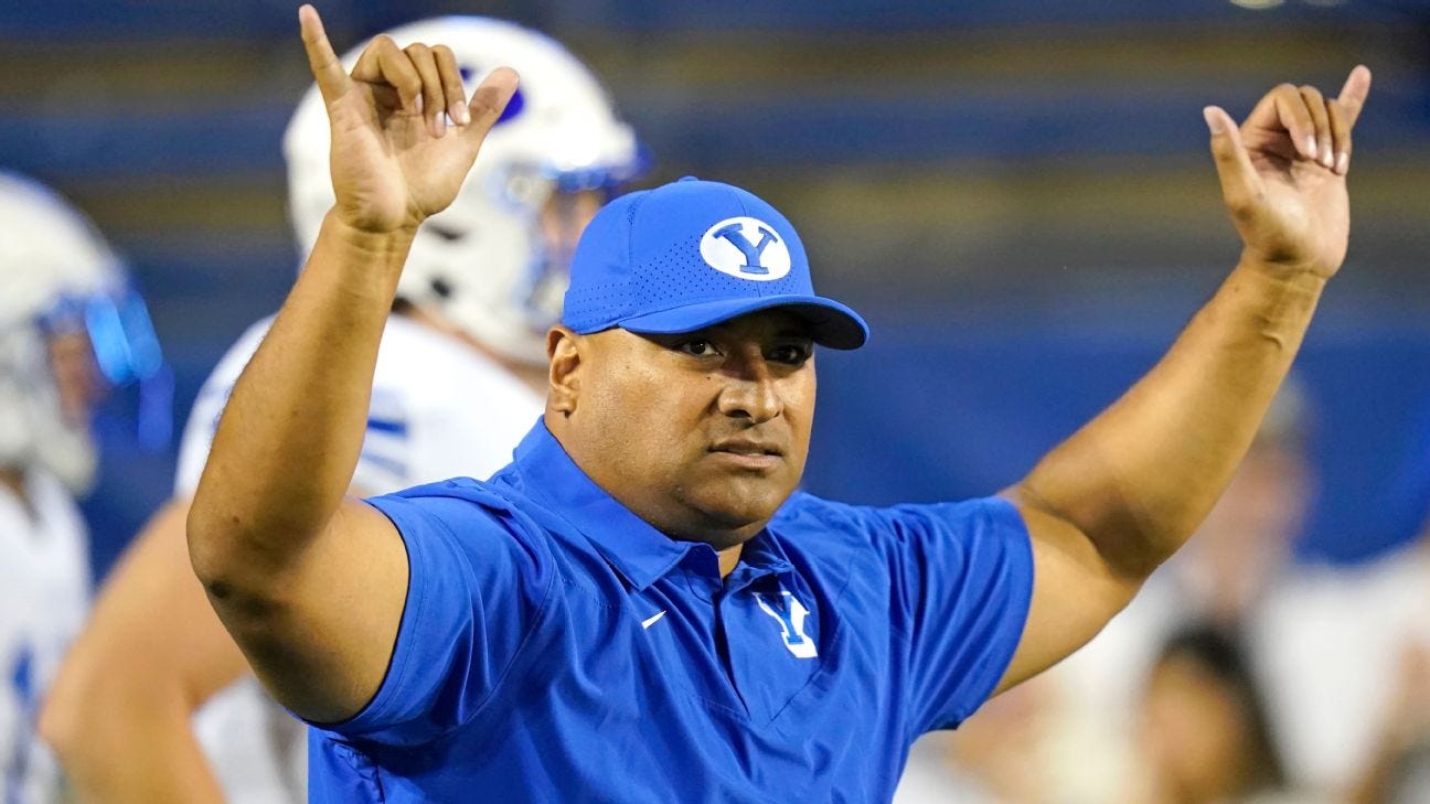 BYU gives football coach Kalani Sitake 'unprecedented' new deal through  2027 season - ESPN
