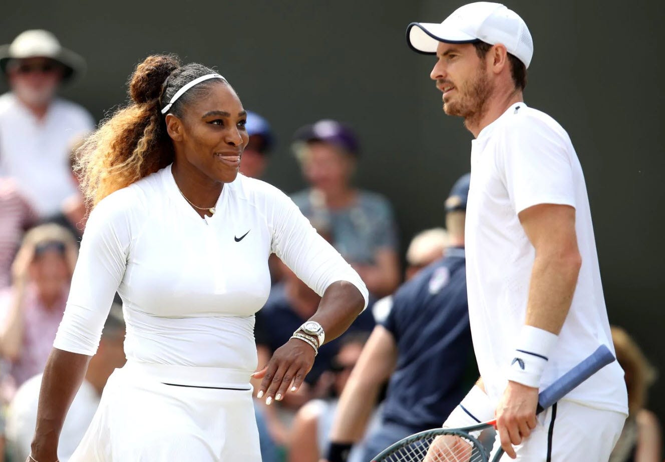 serena williams winning with andy murray at wimbledon 2019