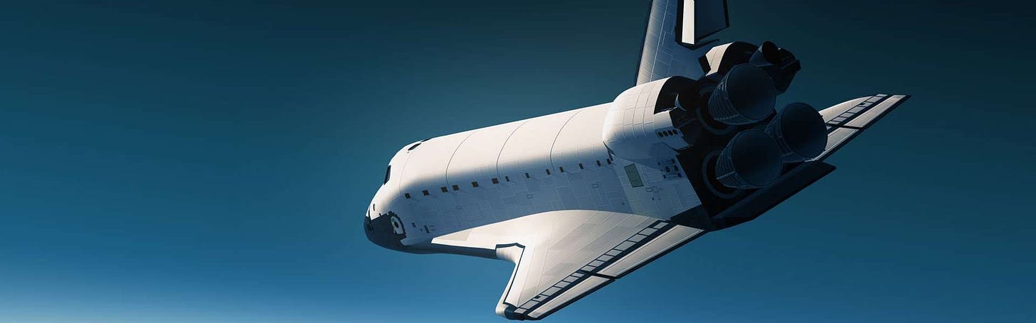 space shuttle against a clear sky