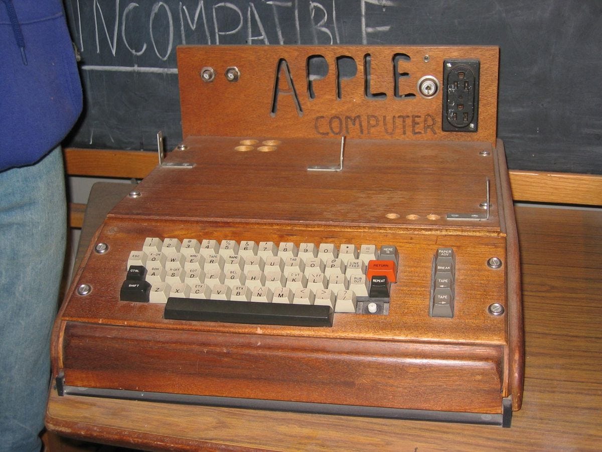 The Apple I, Apple’s first computer, designed and hand-built by Steve Wozniak, Steve Jobs ...