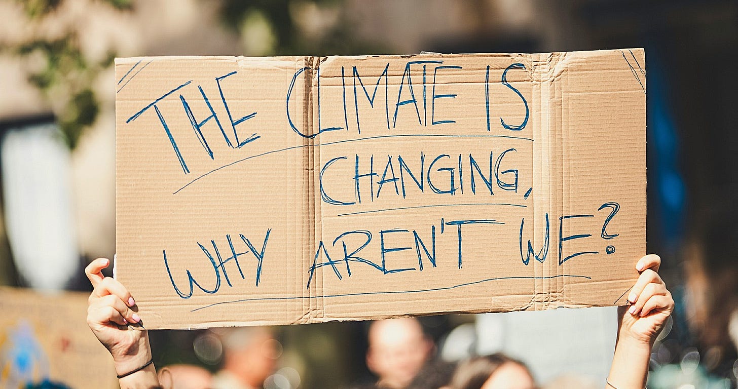 protester holding up a climate sign protester holding up a climate sign