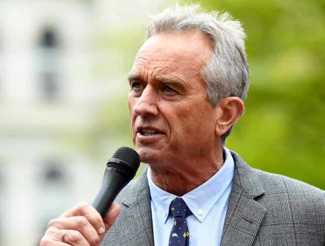 Attorney Robert F. Kennedy Jr. speaks at the New York State Capitol, May 14, 2019, in Albany, N.Y. Kennedy Jr., an anti-vaccine activist and scion of one of the country’s most famous political families, is running for president. Kennedy, a Democrat, filed a statement of candidacy Wednesday, April 6, 2023, with the Federal Election Commission.