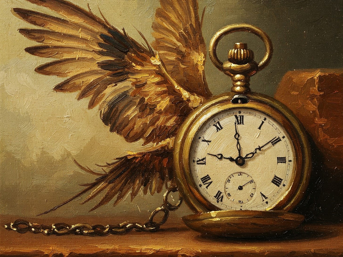 A pocket watch with wings.