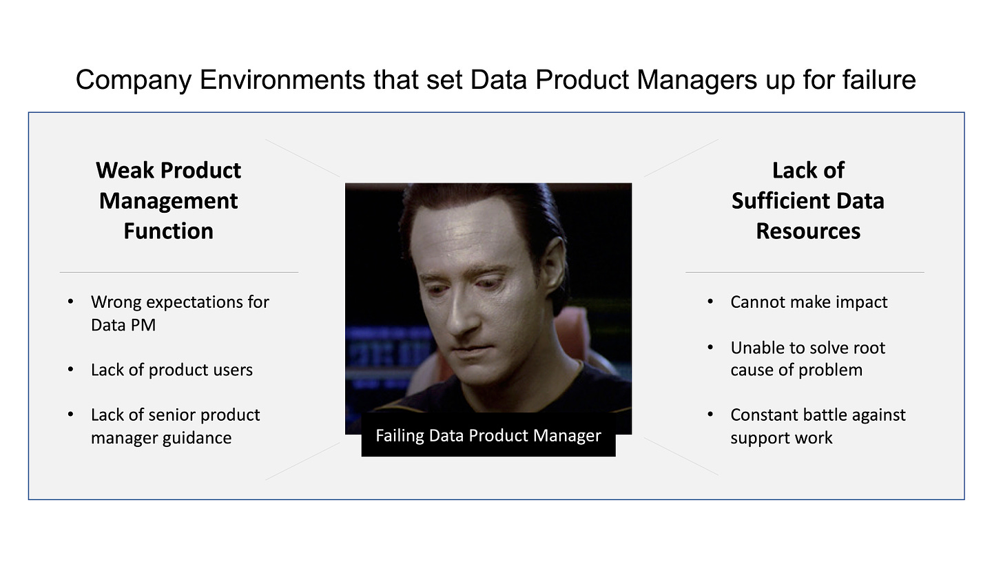 company environments that set data product managers up for failure