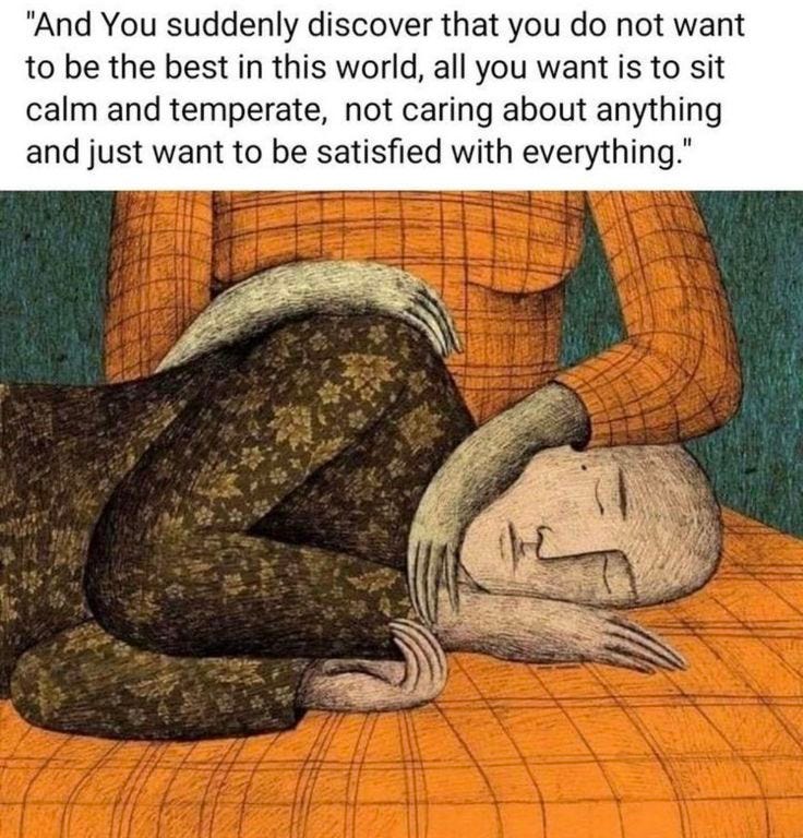 This may contain: a drawing of a woman laying on top of a bed next to a man with his head down