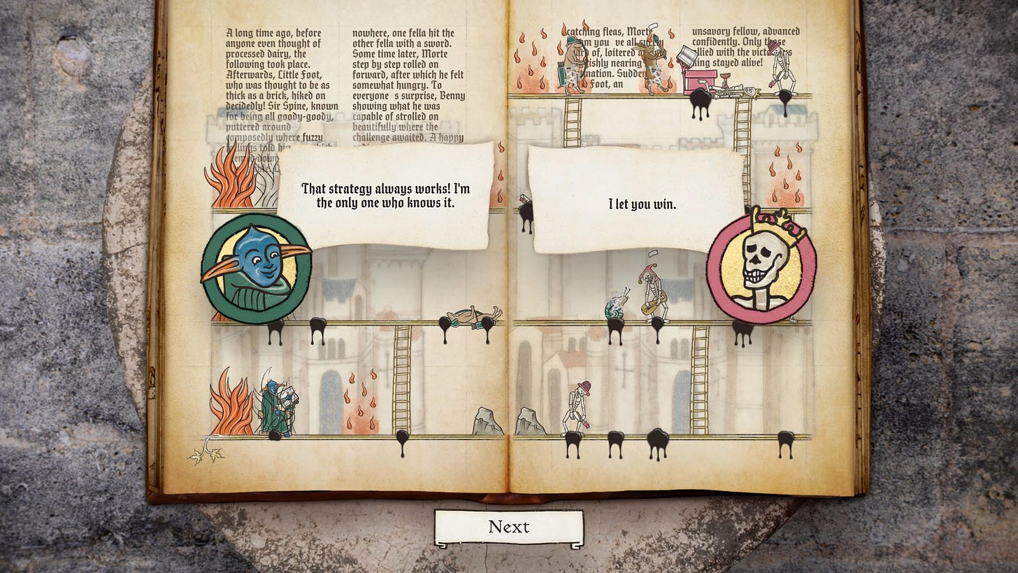 A screenshot of the game Inkulinati, showing the battle outcome screen after Death is defeated.