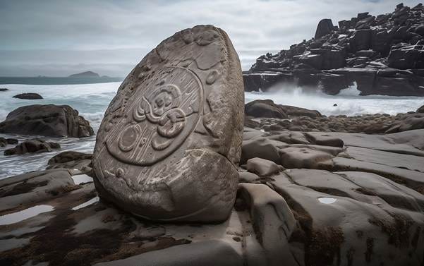 A rock with a carved design on it

AI-generated content may be incorrect.