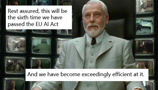 Keir Lamont on X: "How the EU AI Act news sounds to us non-EU-legislative-process-understanders. https://t.co/uLzMfSr3Uf" / X Keir Lamont on X: "How the EU AI Act news sounds to us non-EU-legislative-process-understanders. https://t.co/uLzMfSr3Uf" / X
