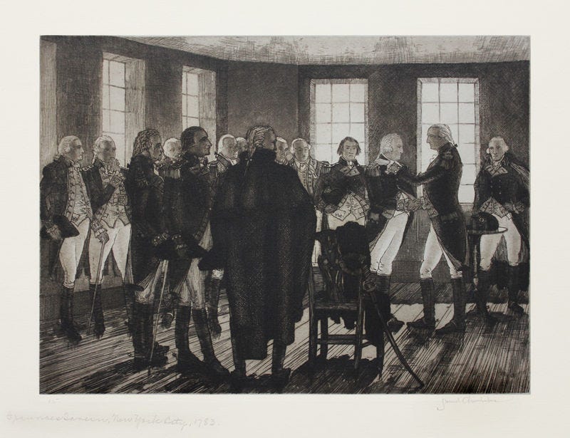 General Washington Saying Farewell to His Officers in Fraunces Tavern New York, by Samuel V Chamberlain