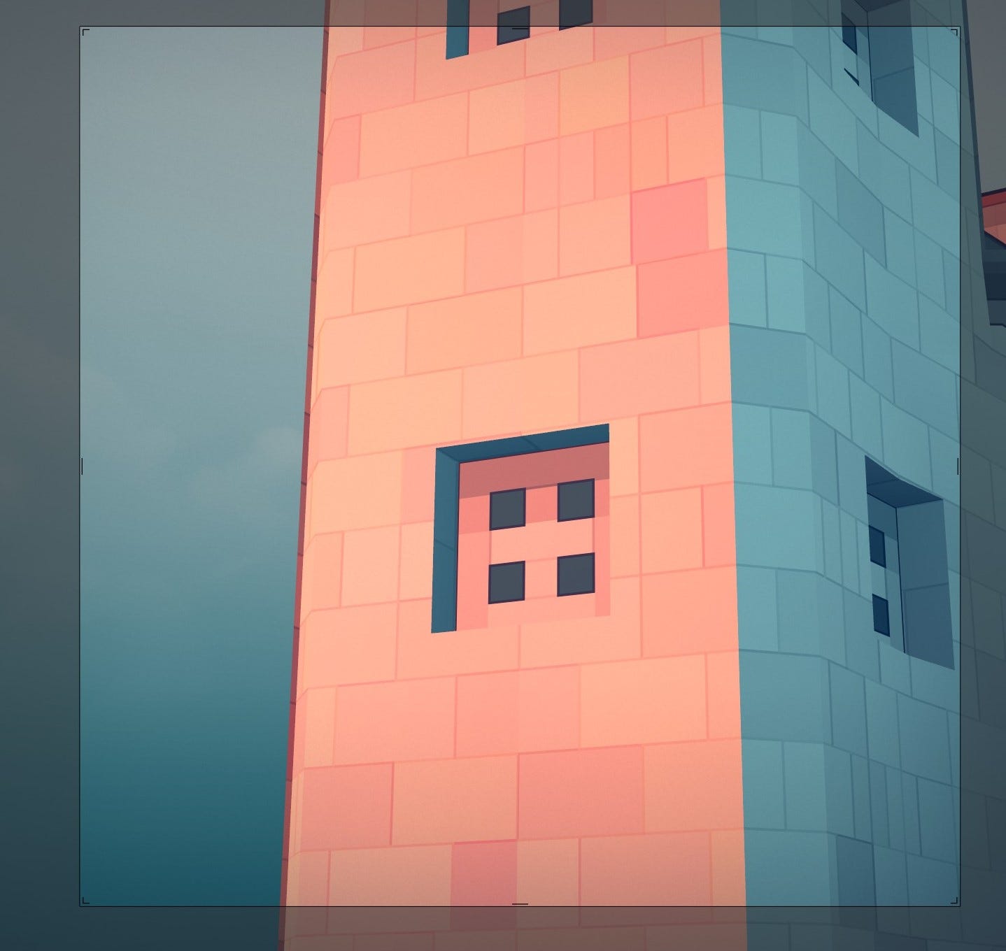 Showing how the camera works in Townscaper allowing huge closeups.