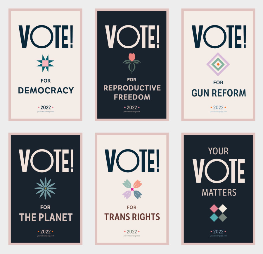 2022 VOTE! posters by Lena Wolf and Hope Meng