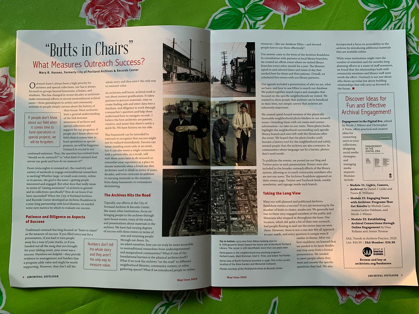 Magazine spread with text and images