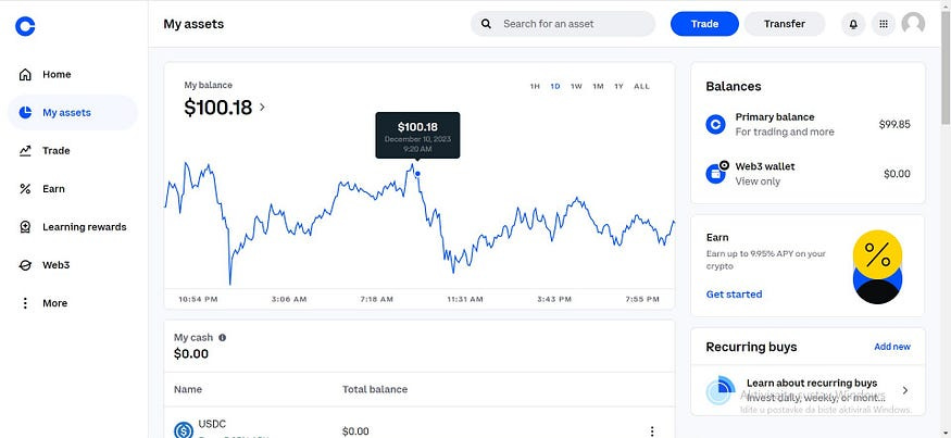 This picture is a screenshot of Coinbase’s assets on the exchange