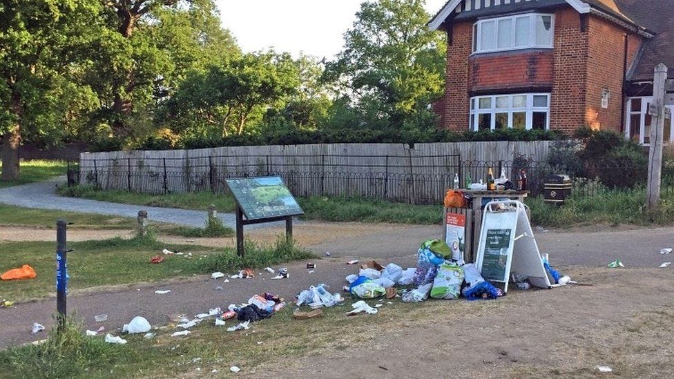 London's Royal Parks face 'unprecedented' amount of litter - BBC News