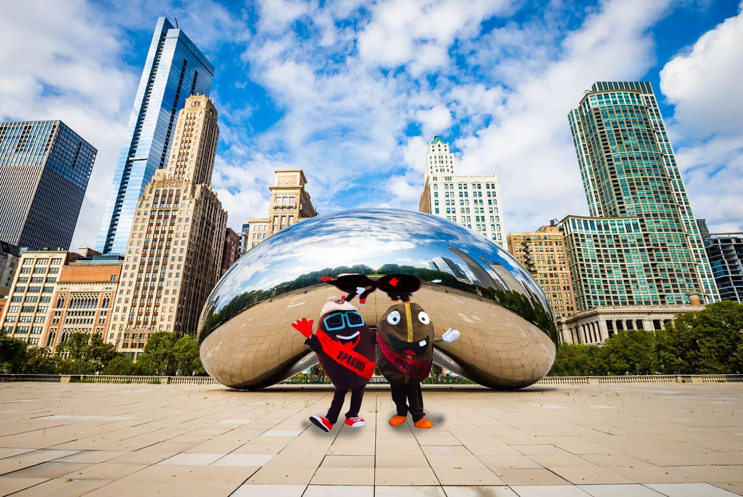 buzzy and spesh coffee bean mascots sprudge chicago bean