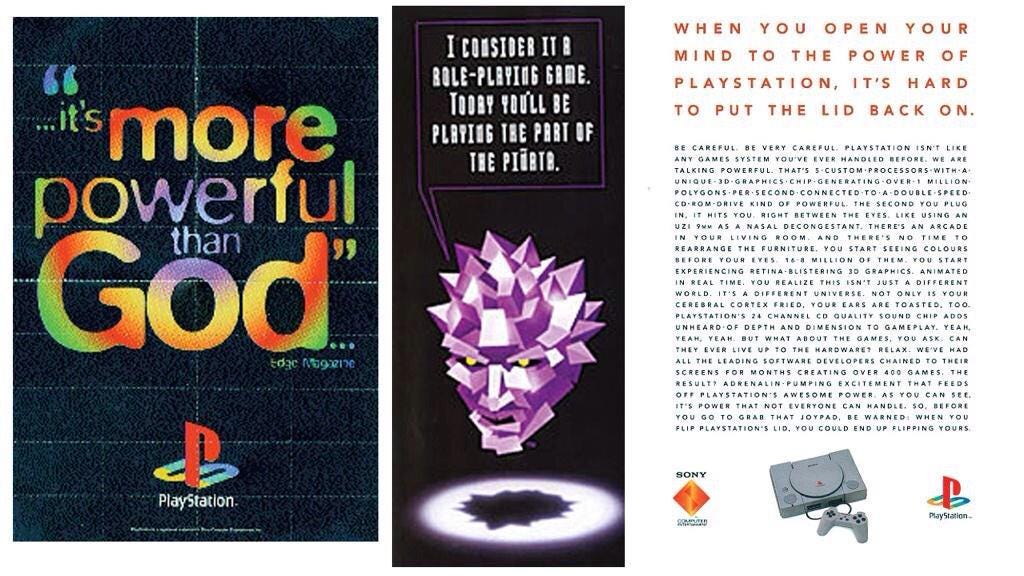 Sony Playstation 'It's more powerful than God' ad (1995) : r/retrogaming