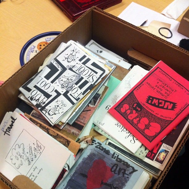 A collection of self-published zines, Lindsay Eyink, CC BY 2.0, via Wikimedia Commons