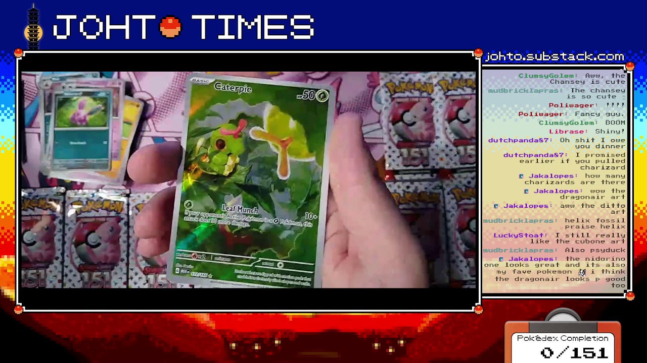 The moment I pulled a Caterpie Illustration Rare card on stream