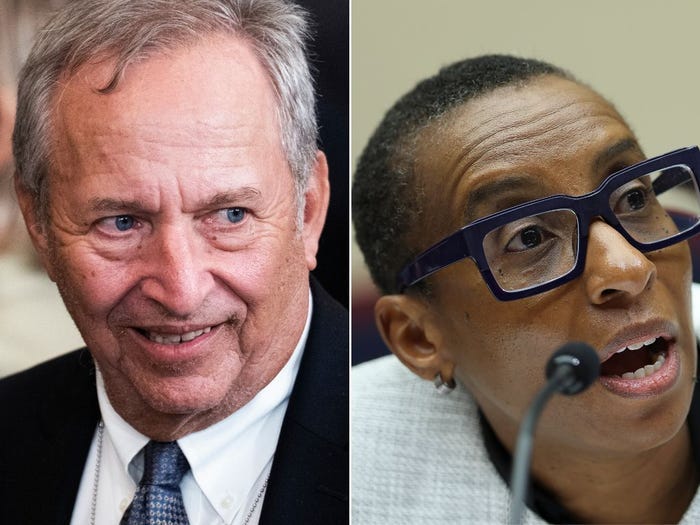 Lawrence H. Summers (left) and Claudine Gay (right).