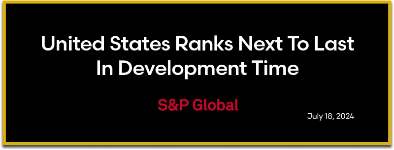 S and P Global: United States Ranks Next To Last In Development Time